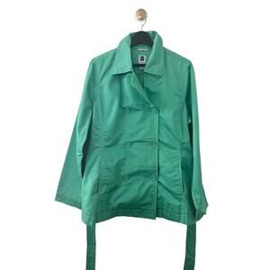 GAP Jacket Women Size X-Large Teal Green Peacoat Doublebreasted Waist Tie Pocket